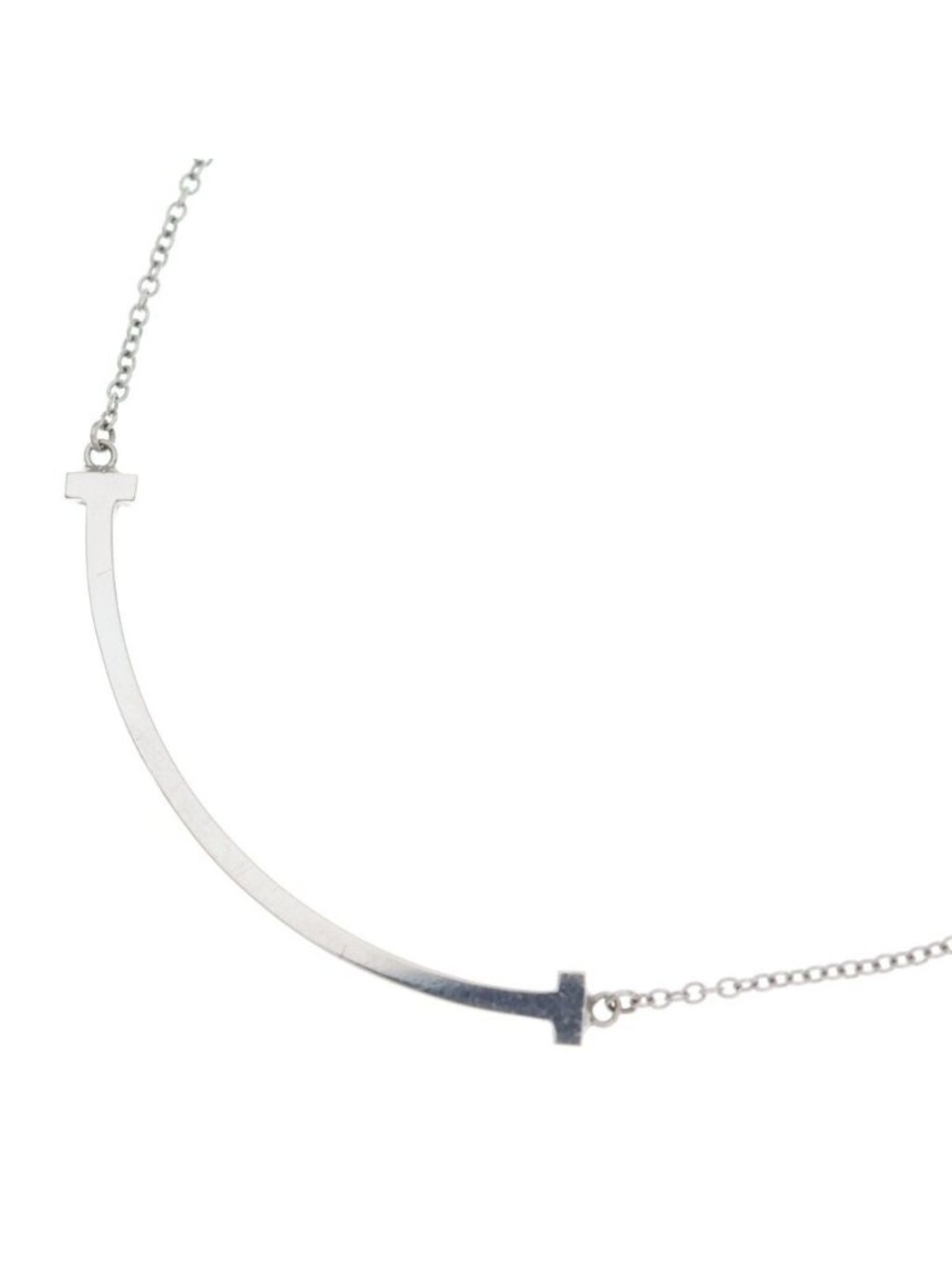 Tiffany & Co T Smile Necklace Small T Small White Gold